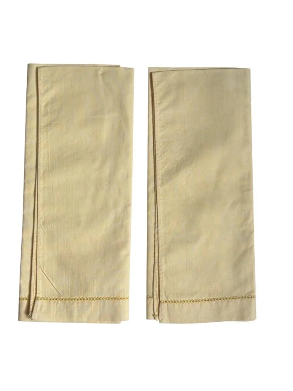 Vintage His Hers Embroidered Yellow Guest Towels Pink Blue Floral Design Pair